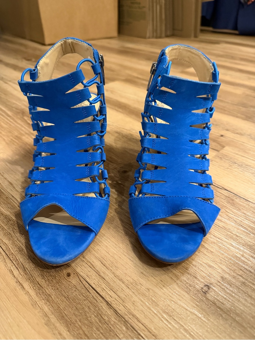 Vince Camuto Electric Blue Strappy Peep-Toe Heels
